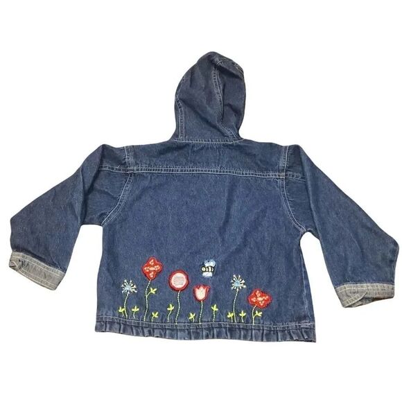 Vintage Casual Time Kids Garden Theme Button Up Snap Jean Jacket Size 2T - Picture 3 of 5